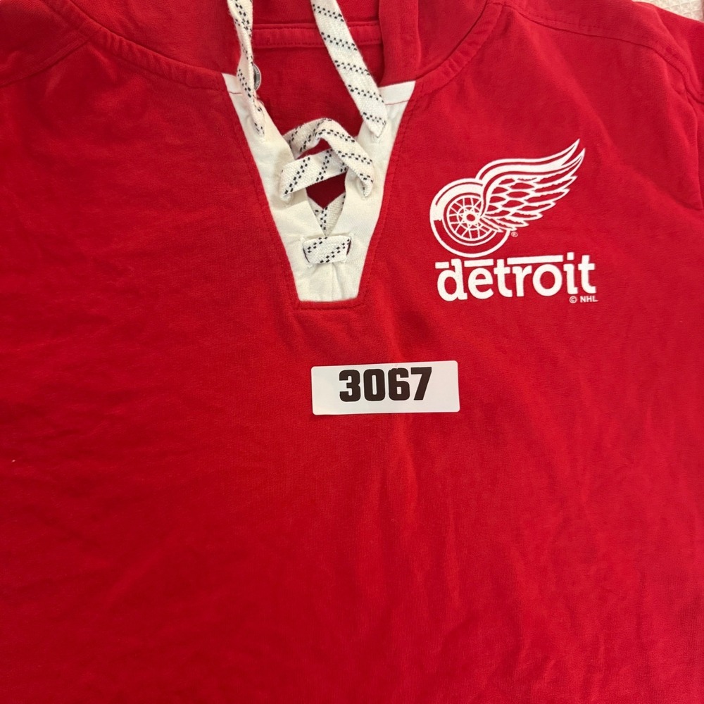 NHL Detroit Red Wings Lace Up Hoodie Youth Large 12/14 Red Long Sleeve Shirt - Picture 9 of 9